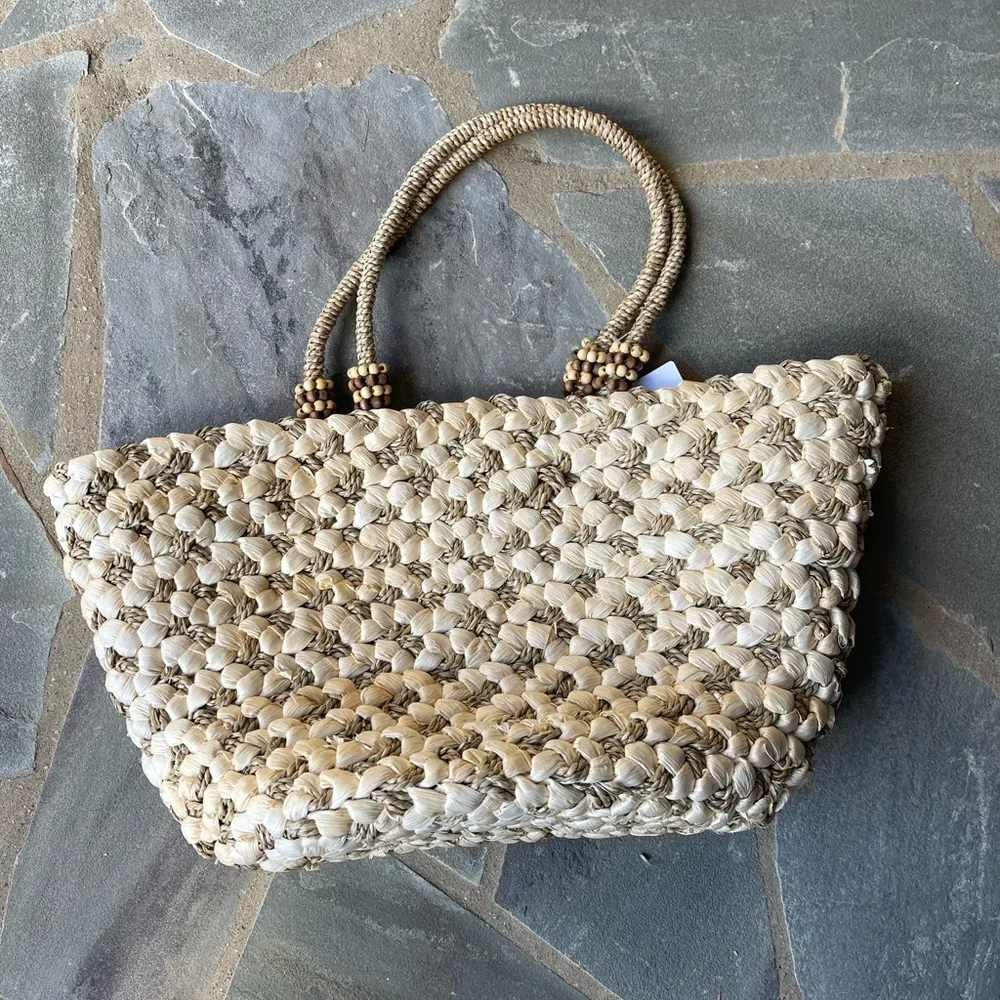 Puffy Raffia Tote Bag